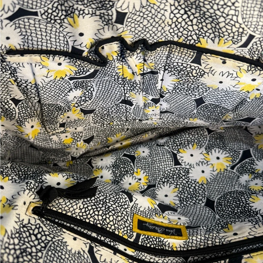 Vera Bradley Black Quilted Large Tote Bag Purse 
With Floral Lining Zip Top - Picture 5 of 8